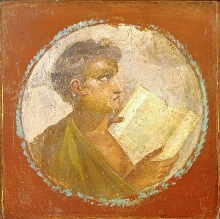 Roman painting depicting a man with a papyrus scroll