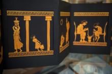 images of women working, in the style of ancient Greek vases
