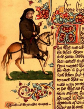 Illustration of Chaucer from the Ellesmere manuscript of the Canterbury Tales