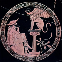 Oedipus and the Sphinx: Greek red-figure vase from Classics 430 course description