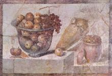 Pompeian wall painting of a bowl of fruit