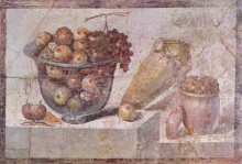 Pompeian wall painting of a bowl of fruit
