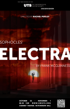 poster for Sophocles' Electra, translated by Frank McGuinness, presented by the undergraduate Theater Society October 22-Nov 1  