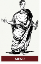 Roman in a toga; illustration from Vice Verba Latin game 