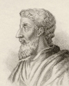 A woodcut showing Marcus Terentius Varro.