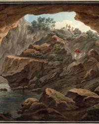 View looking out from a cave, a print by Edward Dodwell 