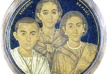 circular image of mother and children