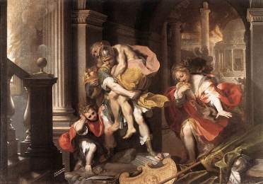 Aeneas flees burning Troy, Federico Barocci, 1598 (Galleria Borghese, Rome, Italy)