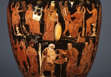 Large Greek vase, with painting of Gods and Goddesses