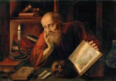 Artistic portrait of a man holding an open book