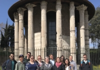 Students in front of the Temple of Hercules